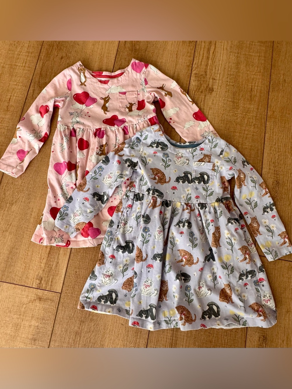 Mini Boden Girls 4-5Y Lot 2 Cat Floral Bunny Heart Long Sleeve Tunic / Dresses